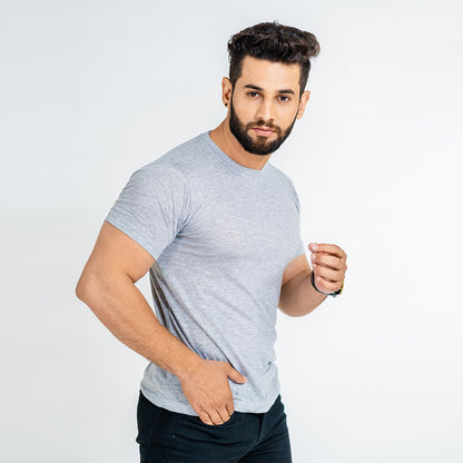 Basic Heather Grey Half Sleeve Tee
