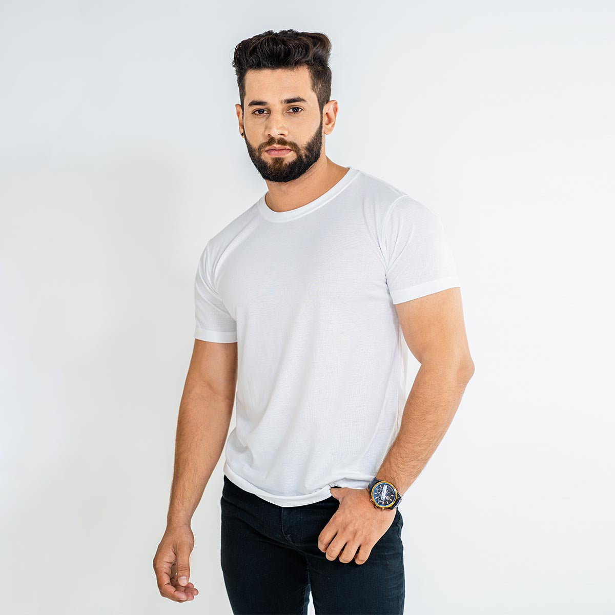Basic Men's Plain T-Shirt, White T-Shirt, Half Sleeves T-Shirt