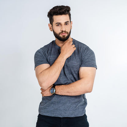 Basic Charcoal Grey Half Sleeve Tee