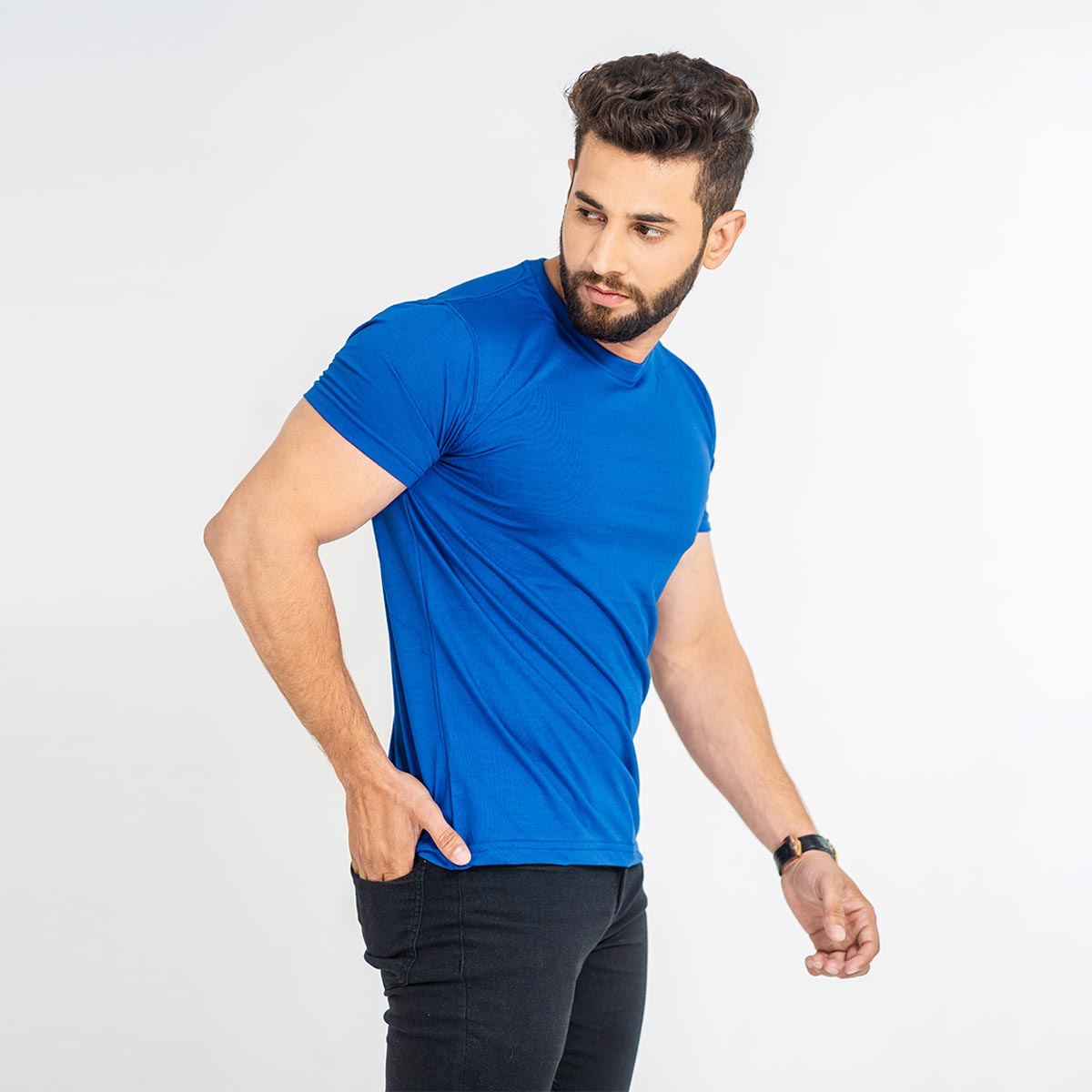 Basic Royal Blue Half Sleeve Tee