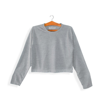 Basic Heather Grey Long Sleeve Crop Top