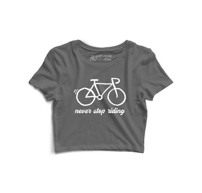 Never Stop Riding Graphic Crop Top
