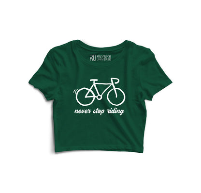 Never Stop Riding Graphic Crop Top