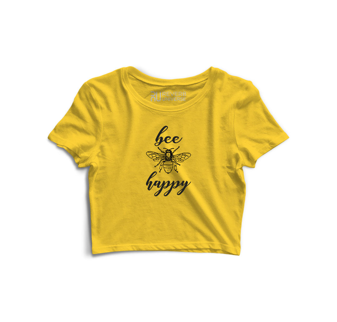 Bee Happy Graphic Crop Top