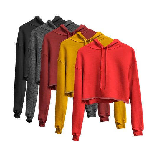 Pack of 5 Women Basic Cropped Hoodies