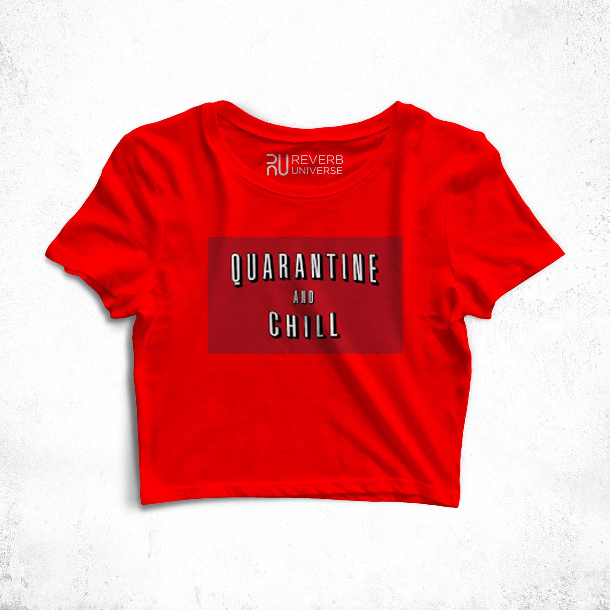 Quarantine And Chill Graphic Red Ltd Crop Top