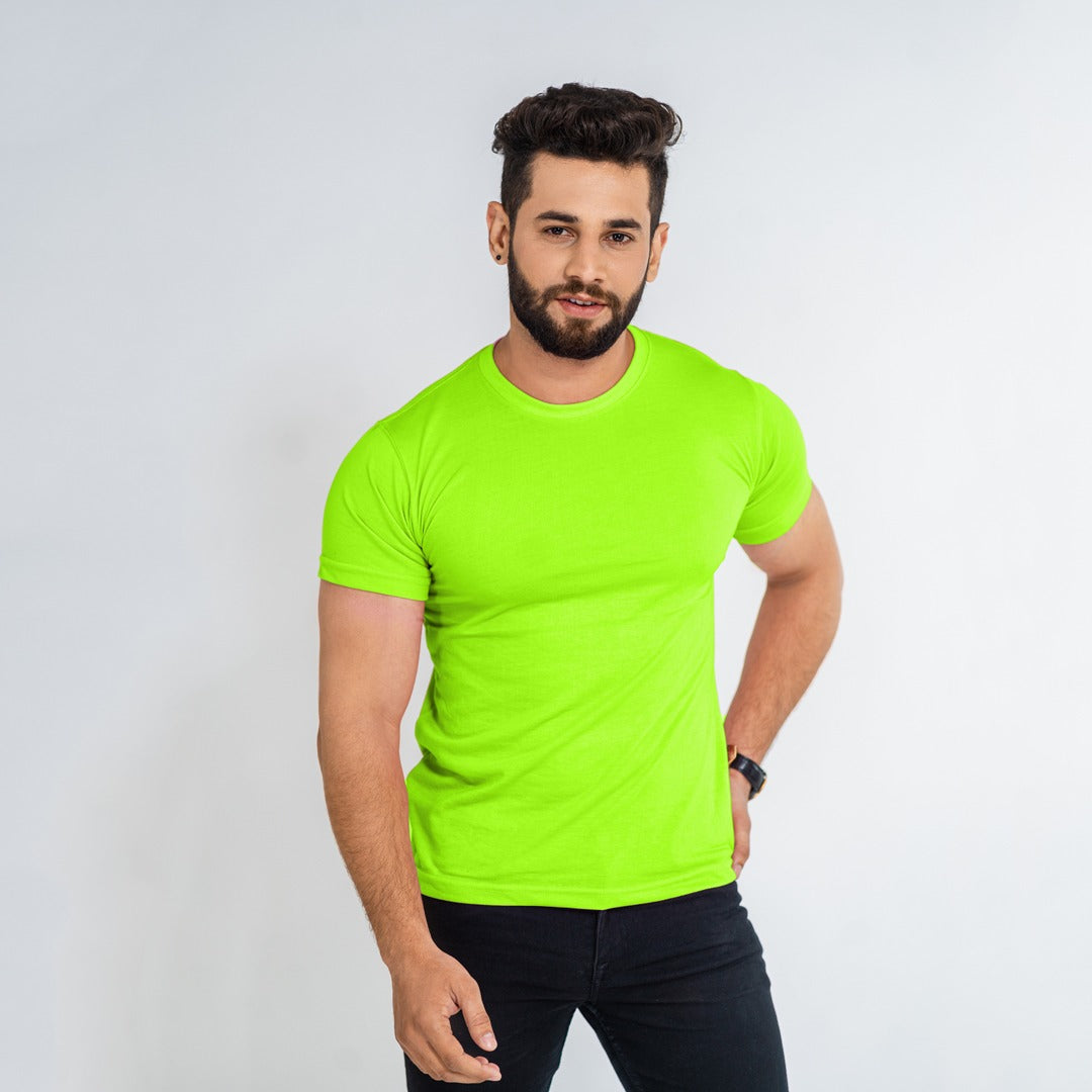 Basic Neon Green Half Sleeve Tee