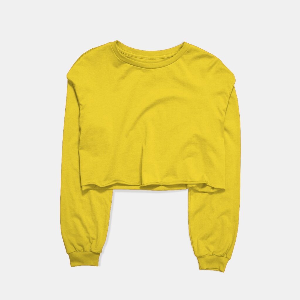 Basic Yellow Cropped Sweatshirt
