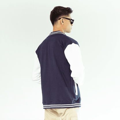 Navy Blue Unisex Varsity Jacket