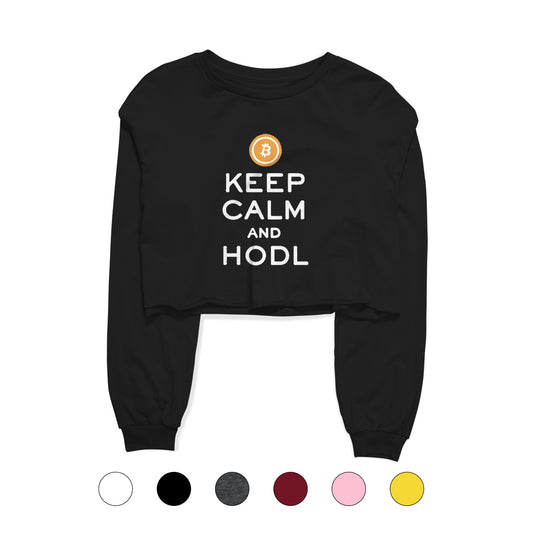 Keep Calm And Hodl Graphic Cropped Sweatshirt