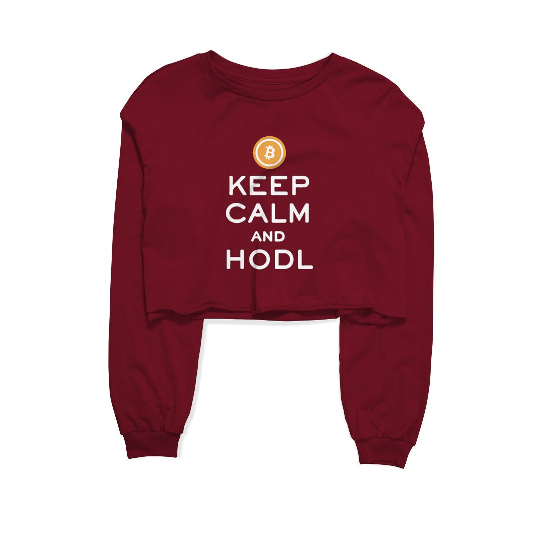 Keep Calm And Hodl Graphic Cropped Sweatshirt