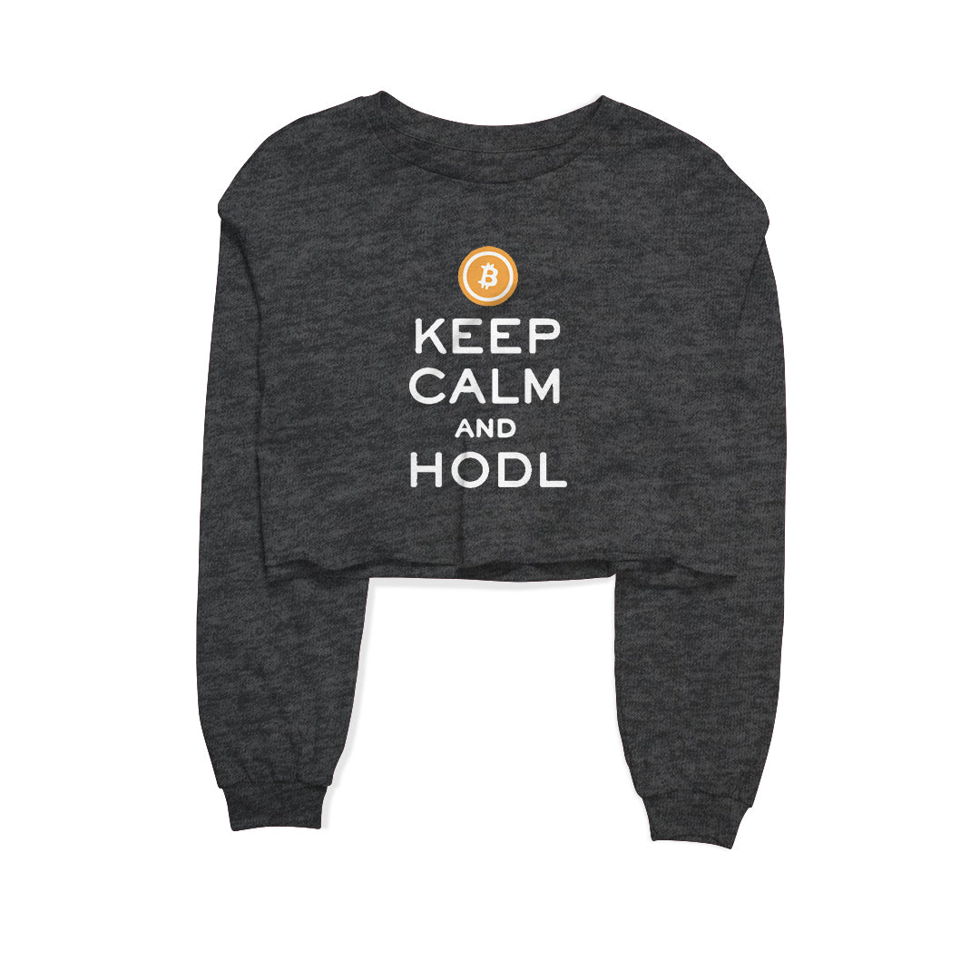 Keep Calm And Hodl Graphic Cropped Sweatshirt