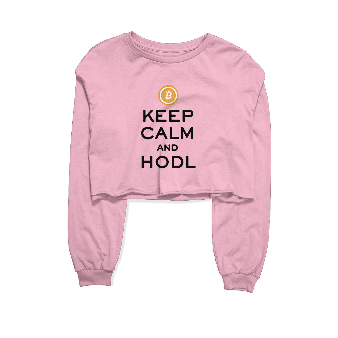 Keep Calm And Hodl Graphic Cropped Sweatshirt