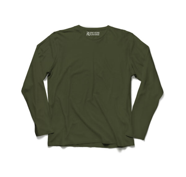 Women's Basic Olive Green Long Sleeve Relaxed Tee