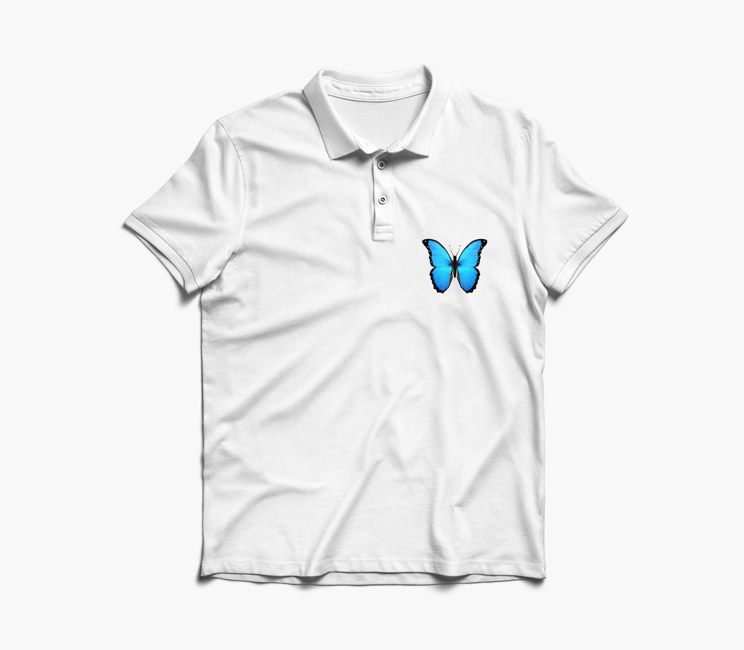 Blue Butterfly Graphic Polo Shirt