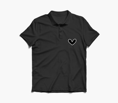 Black Heart Graphic Polo Shirt