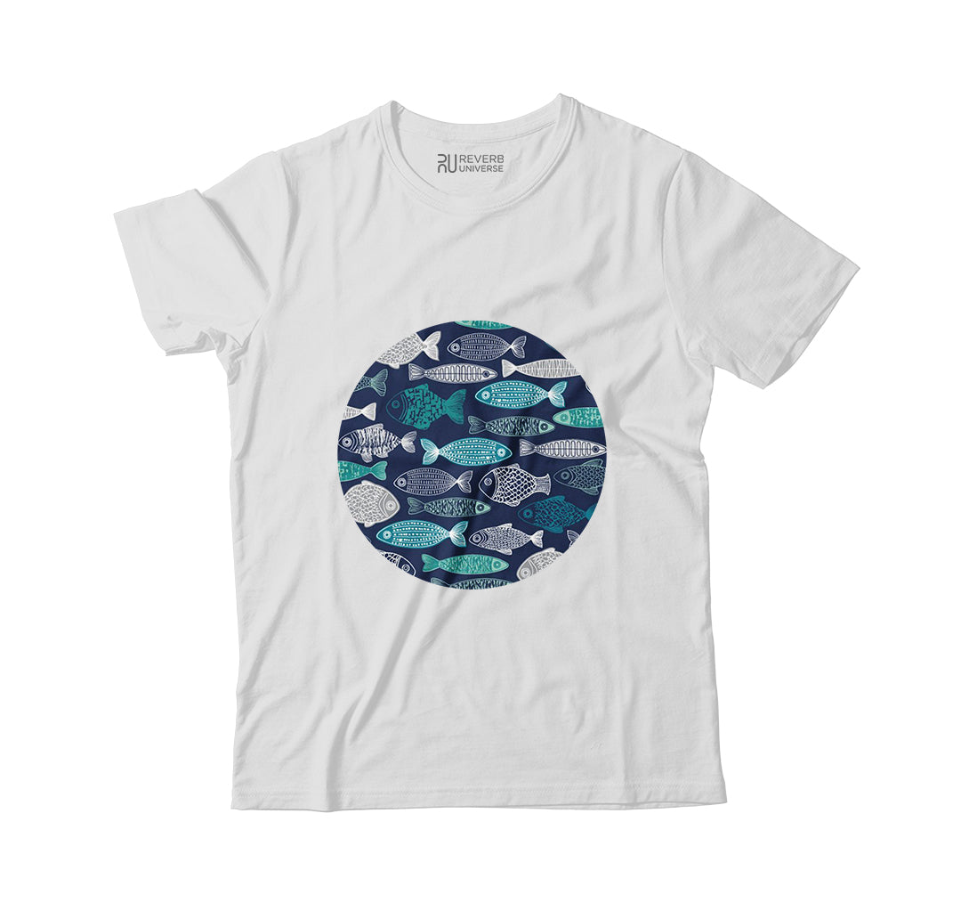 Fishes In Blue Graphic Tee