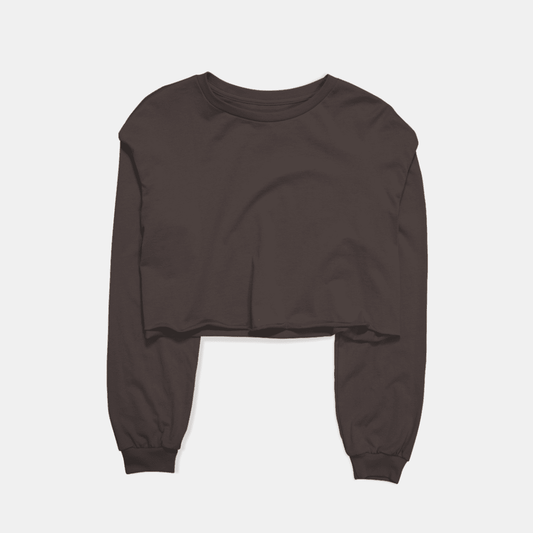 Basic Dark Brown Cropped Sweatshirt