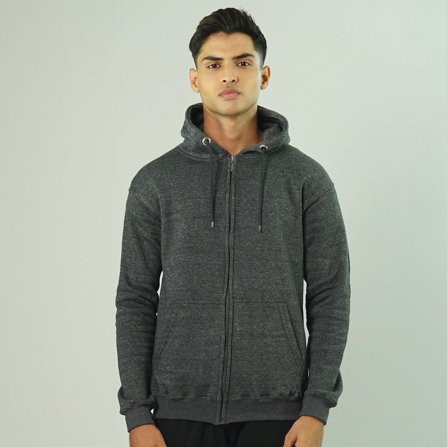 Basic Heather Grey Zipper Hoodie